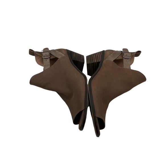 Lucky Brand Brown Suede Peep Toe Block Heel Ankle Boots Size 6 Women's - Picture 7 of 9